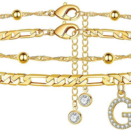 Initial ankle jewelry with a simple gold-plated letter detail