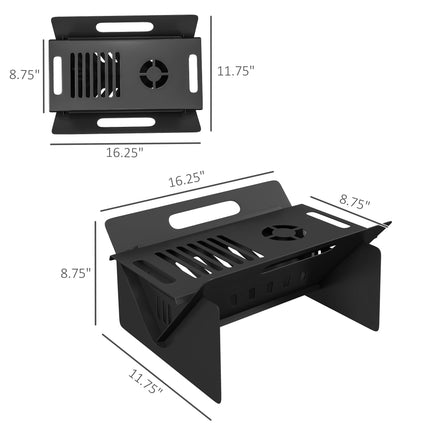 3-in-1 Folding Fire Pit & Coffee Table – Portable Wood Burning Stove – Multifunctional Outdoor Camping Grill with Carry Bag – Black