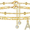 Gold-plated initial anklet with an artificial gem-inlaid letter