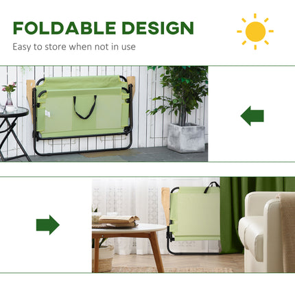 Double Folding Camping Chair - 2-Person Portable Loveseat - Forest Green Outdoor Couch with Wood Armrests & Cup Holders
