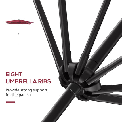 9x7ft Solar Powered LED Lighted Patio Umbrella – Rectangular Outdoor Sunshade with Tilt & Crank – Wine Red Parasol for Garden, Deck & Poolside
