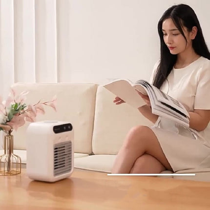 3-in-1 Portable Air Cooler Fan – Personal Evaporative Humidifier – Mini USB Desktop Cooling Fan with 7 Colors LED Light for Home & Office