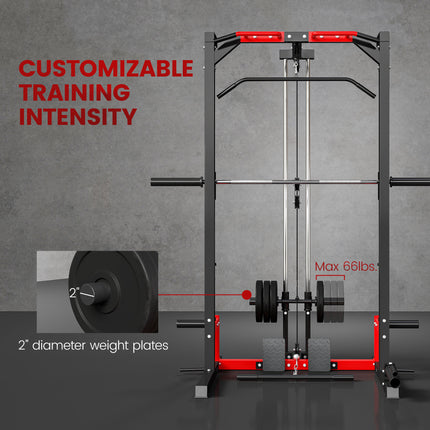 All-in-One Smith Machine Power Rack – Functional Trainer with Lat Pull-Down, Landmine & Pull-Up Bar – Complete Home Gym Station
