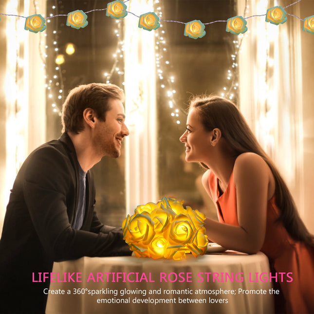 40 LED Rose Flower String Lights – 10ft/3m Battery Operated – Romantic Fairy Lights for Valentine's Day, Wedding, Bedroom & Anniversary Decor