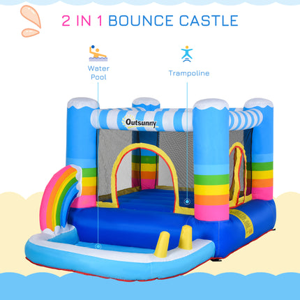 Inflatable Bounce House for Kids – 2-in-1 Jumping Castle with Ball Pit Pool – Indoor & Outdoor Party Bouncer with Heavy-Duty Air Blower & Carry Bag