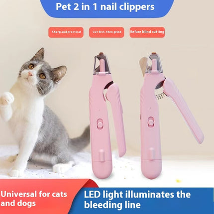2-in-1 Pet Nail Clippers with LED Light – Quick-View Bloodline Sensor – Professional Dog & Cat Nail Trimmer with Built-in File