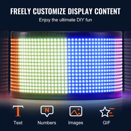 P5 Full Color LED Programmable Sign – Bluetooth App Control Scrolling Display Board – DIY Custom Text, Animation & Pattern for Store Business, Car & Advertising (32.9"x8")