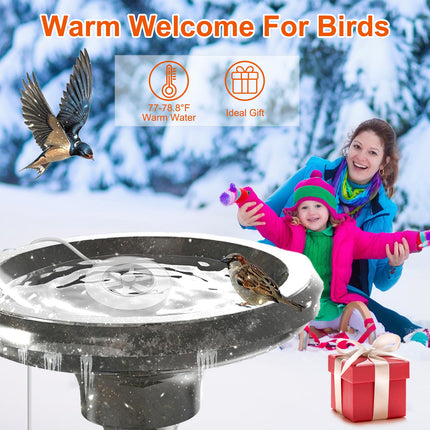 70W Bird Bath Heater for Outdoors Winter – Thermostatically Controlled Bird Bath De-icer – Waterproof Aluminum Alloy Water Heater with Auto Shut-off