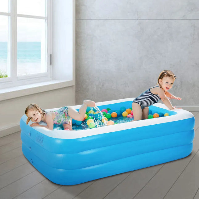 Inflatable Swimming Pool – Large Family Swim & Play Center – Blow Up Kiddie Pool for Toddlers & Adults – Durable Outdoor Lounge Pool
