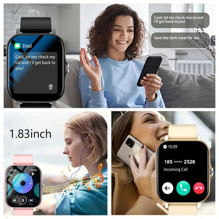 Luxury Round Screen Smartwatch – Bluetooth Call & Message Alerts – Premium Metal Band Fitness Tracker with Heart Rate & Sleep Monitor