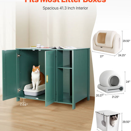 41.3" Smart Cat Litter Robot Enclosure – Luxury Wooden Cabinet for Automatic Litter Boxes – Integrated Power Outlet & Storage Drawer – Fits Most Self-Cleaning Litter Robots