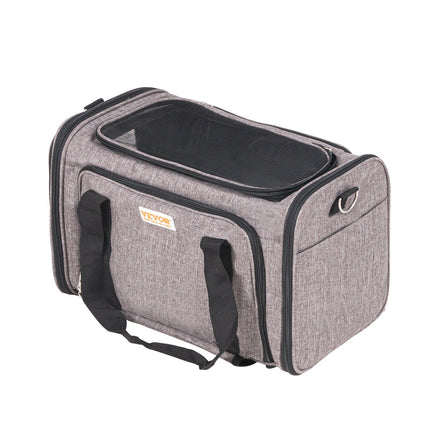 Airline Approved Rolling Pet Carrier with Wheels – Telescopic Handle & Shoulder Strap – Cat & Dog Travel Crate for Pets up to 25 lbs – Includes Folding Bowl (Grey)