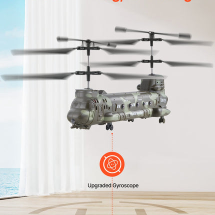 Military Transport RC Helicopter – 3.5 Channel Mini Aircraft with Gyroscope – Stable Hovering & Collision Resistant Toy – Perfect Birthday Gift for Kids