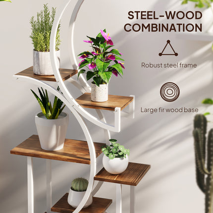 62" Tall 8-Tier Wooden Plant Stand – Large Capacity Multi-Level Flower Shelf – Carbonized Wood Display Rack for Indoor Garden