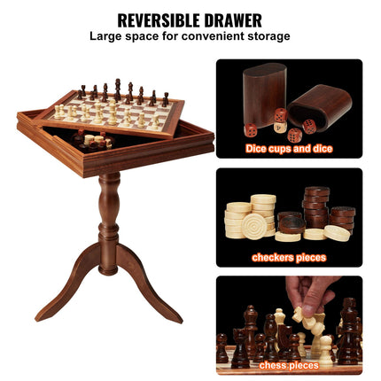 3-in-1 Premium Wooden Chess Table Set – 18-Inch Deluxe Game Furniture – Includes Chess, Checkers & Backgammon – Elegant Home Decor & Family Board Game