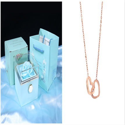 Creative Rotating Rose Jewelry Box – Eternal Soap Flower Gift Box for Necklace & Rings – Enchanted Spinning Rose Surprise for Valentine’s Day