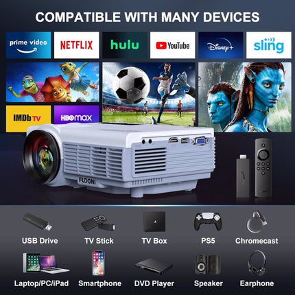 Portable Mini LED Projector – Pocket-Sized Home Cinema Movie Projector – Multimedia Video Projector for Indoor & Outdoor Fun, Compatible with HDMI, USB, Smartphone