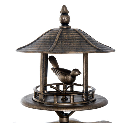 3-in-1 Garden Bird Bath & Feeder Pedestal – Large Water Basin with Built-in Flower Planter – Weather-Resistant Bronze Finish