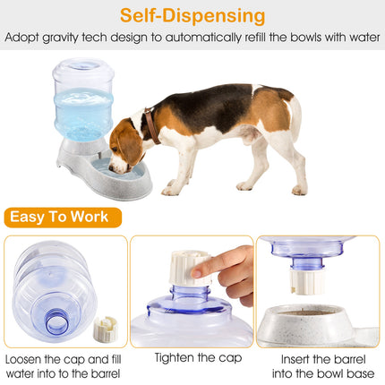 3.5L Self-Dispensing Pet Waterer – Automatic Gravity Water Fountain for Dogs & Cats – 1 Gallon Large Capacity Watering Station