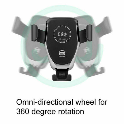10W Qi Wireless Fast Car Charger – Automatic Clamping Smart Sensor Phone Mount – 360° Rotating Air Vent Holder for iPhone & Android
