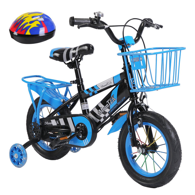 16" Kids Bike with Training Wheels & Helmet – Complete Bicycle Set for Boys 4-7 Years Old – Includes Front Basket, Rear Seat & Chain Guard