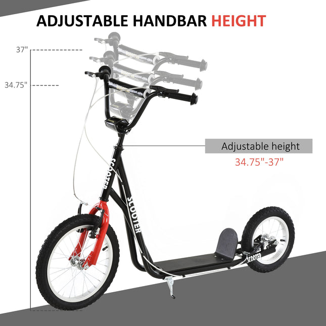 Teens & Youth Scooter with Inflatable All-Terrain Wheels – Dual Hand Brakes & Adjustable Handlebar – High-Performance Kick Scooter for Kids 5+ (Black)