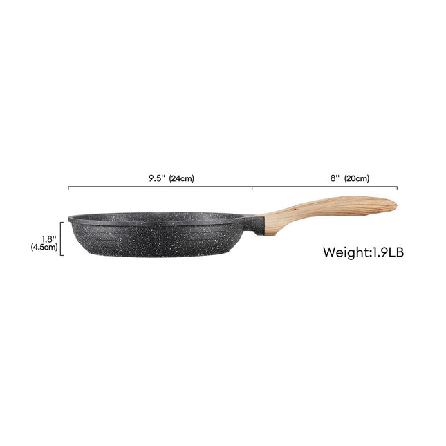 Small Nonstick Frying Pan for Eggs & Omelettes – JEETEE Granite Skillet with Stay-Cool Handle – All Stoves Compatible