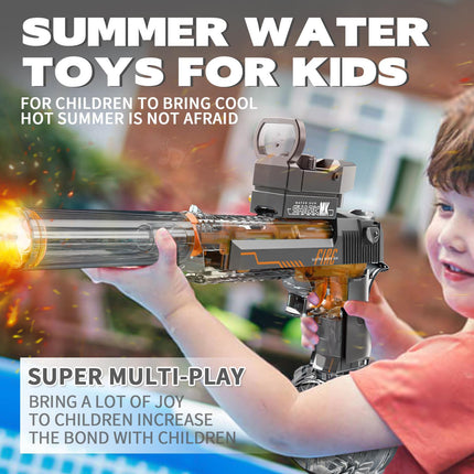 Electric Desert Eagle Water Gun – High-Speed Automatic Squirt Gun with Transparent Design – Rechargeable Summer Toy for Kids & Adults
