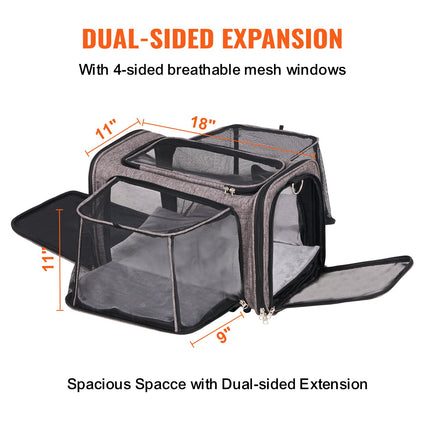 Airline Approved Rolling Pet Carrier with Wheels – Telescopic Handle & Shoulder Strap – Cat & Dog Travel Crate for Pets up to 25 lbs – Includes Folding Bowl (Grey)