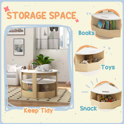5-Piece Kids Table and Chairs Set – Toddler Activity Table with 4 Chairs – Built-in Storage Bins for Art, Crafts & Playroom – Sleek White Finish
