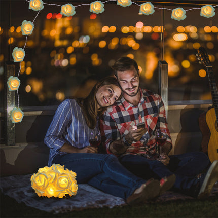 40 LED Rose Flower String Lights – 10ft/3m Battery Operated – Romantic Fairy Lights for Valentine's Day, Wedding, Bedroom & Anniversary Decor