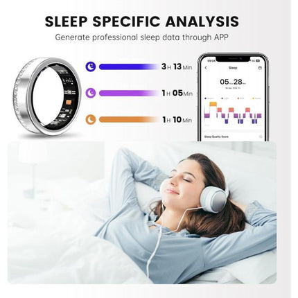 2025 Luxury Diamond Smart Ring – Silver Edge Fitness Tracker – Heart Rate & Sleep Monitor – Elegant Health Jewelry for Women