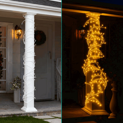 7.87ft Lighted Birch Garland – 144 LED Warm White Fairy Lights – 8 Modes with Remote & Timer – Flexible Artificial Branches for Home, Wedding & Holiday Decor
