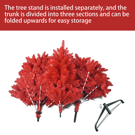 5ft Artificial Red Christmas Tree – Full 624 PVC Branch Tips with Foldable Metal Stand for Bold Holiday Home Decorating