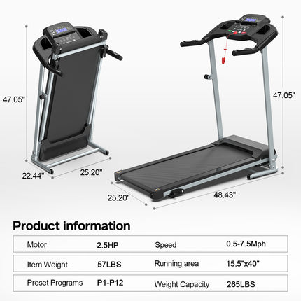 JK106 Folding Electric Treadmill – Motorized Running Machine with LCD Display – Professional Home Gym Cardio Trainer for Weight Loss