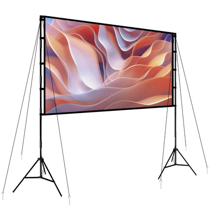 Portable Projector Screen with Stand (100"/120" Options) – 4K HD Wrinkle-Free Movie Screen – Front & Rear Projection Foldable Screen with Carry Bag for Outdoor Cinema
