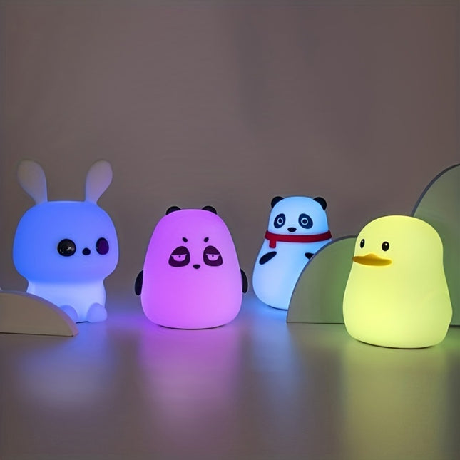 Cute Silicone LED Night Light – Rainbow Color Changing Lamp with Tap Control – Soft & Squishy USB Rechargeable Light – Perfect Christmas Gift for Girls & Boys
