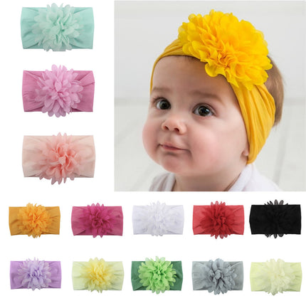 Baby Girl Chiffon Flower Headband – Soft Elastic Floral Hair Accessory – Cute Princess Headpiece for Newborns & Toddlers
