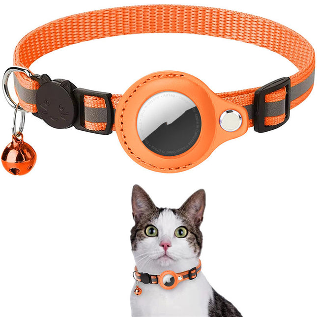 Reflective AirTag Dog & Cat Collar – Waterproof Integrated AirTag Holder – Safety Breakaway Nylon Collar for Puppies and Kittens