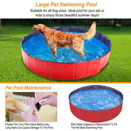 Foldable Pet & Kid Swimming Pool – Portable PVC Bathtub & Kiddie Pool – Non-Slip Collapsible Outdoor Play Center