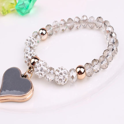 Sparkling Crystal Heart Elastic Bracelet – Radiant Silver-Plated Bangle – Stretch Jewelry Gift for Women