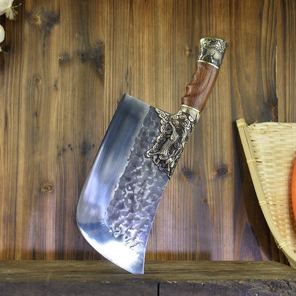 Professional Hand-Hammered Butcher Knife – High-Carbon Steel Dual-Use Meat & Bone Cleaver