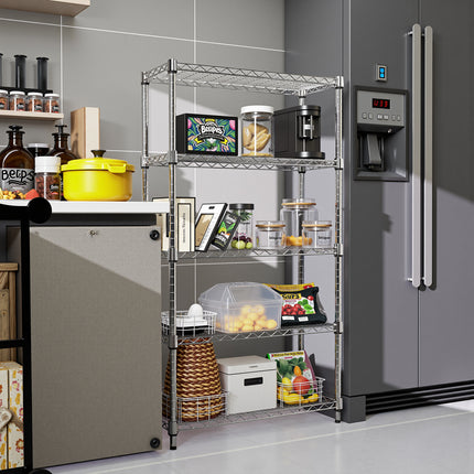 5-Tier Heavy Duty Steel Wire Shelving Unit – High-Capacity Storage Rack for Kitchen, Pantry, Garage & Office Organization