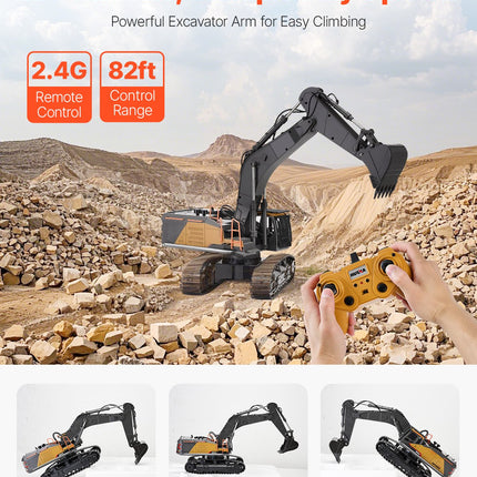 RC Excavator Toy – 22-Channel 1:14 Scale Full Functional Remote Control Digger – Metal Shovel & 360° Cab Rotation – Construction Vehicle for Kids & Adults