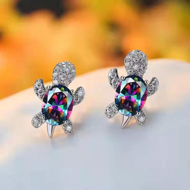Turtle Stud Earrings in Colorful Alloy for Playful Outfits