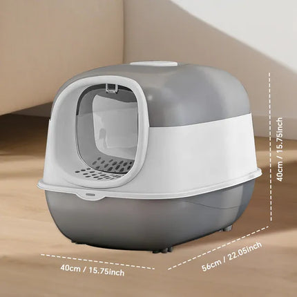 Hooded Cat Litter Box with Lid – Odor-Control Covered Kitty Litter Pan for Mess-Free Floors