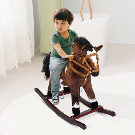 Classic Musical Rocking Horse – Plush Ride-On Toy for Toddlers – Safe Wooden Base with Easy-Grip Handles – Perfect Gift for 18-36 Months