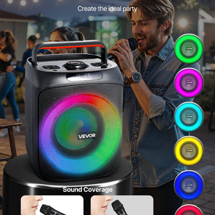 30W Portable Karaoke Machine for Adults – 6.5" Bluetooth Speaker with 2 Wireless Microphones – PA System for Home Parties & Outdoors