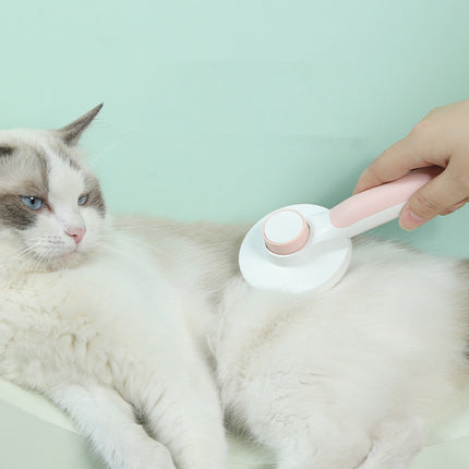 One-Click Self-Cleaning Pet Grooming Brush – Round Handle Deshedding Tool – Professional Slicker Brush for Dogs & Cats with Long or Short Hair
