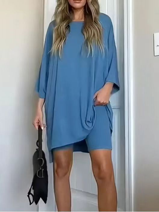 Women's Viscose Blend Long Sleeve Top & High-Waisted Shorts Set – Soft & Breathable Loungewear – Comfortable Everyday Outfit with Pockets – Perfect for Casual Wear & Relaxing